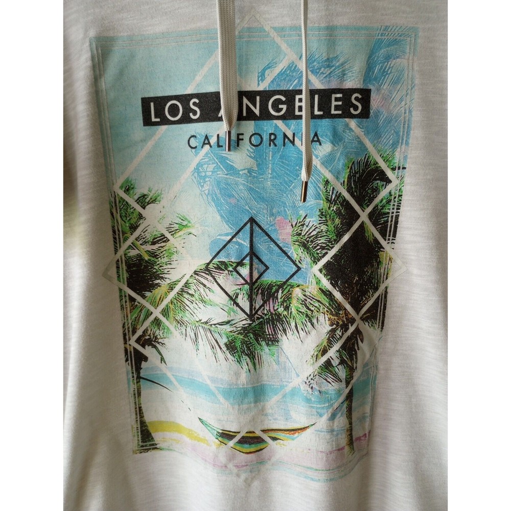 Fifth Sun Men's Large Los Angeles California Gray Short Sleeve Pullover Hoodie